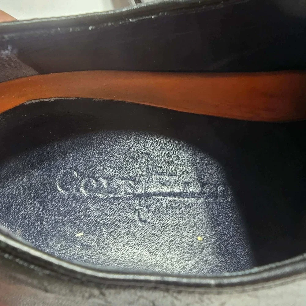 Cole Haan Mens Black Leather Cap Toe Derby Dress Shoes Lace Up Professional